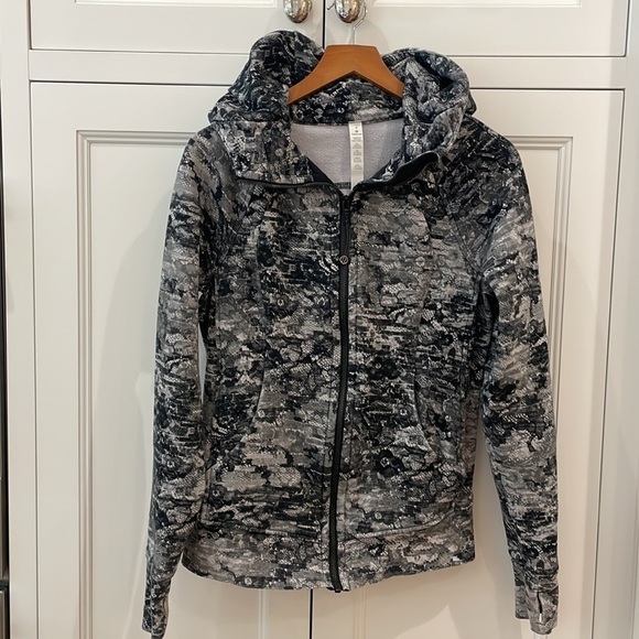 LULULEMON  Scuba Hoodie Light Cotton Fleece Masked Lace Starlight Black Size 6 - Picture 2 of 7